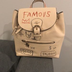 🖤NWOT Coach X Jean-Michel Basquiat Wells ALL Leather Beige & Black Backpack🖤